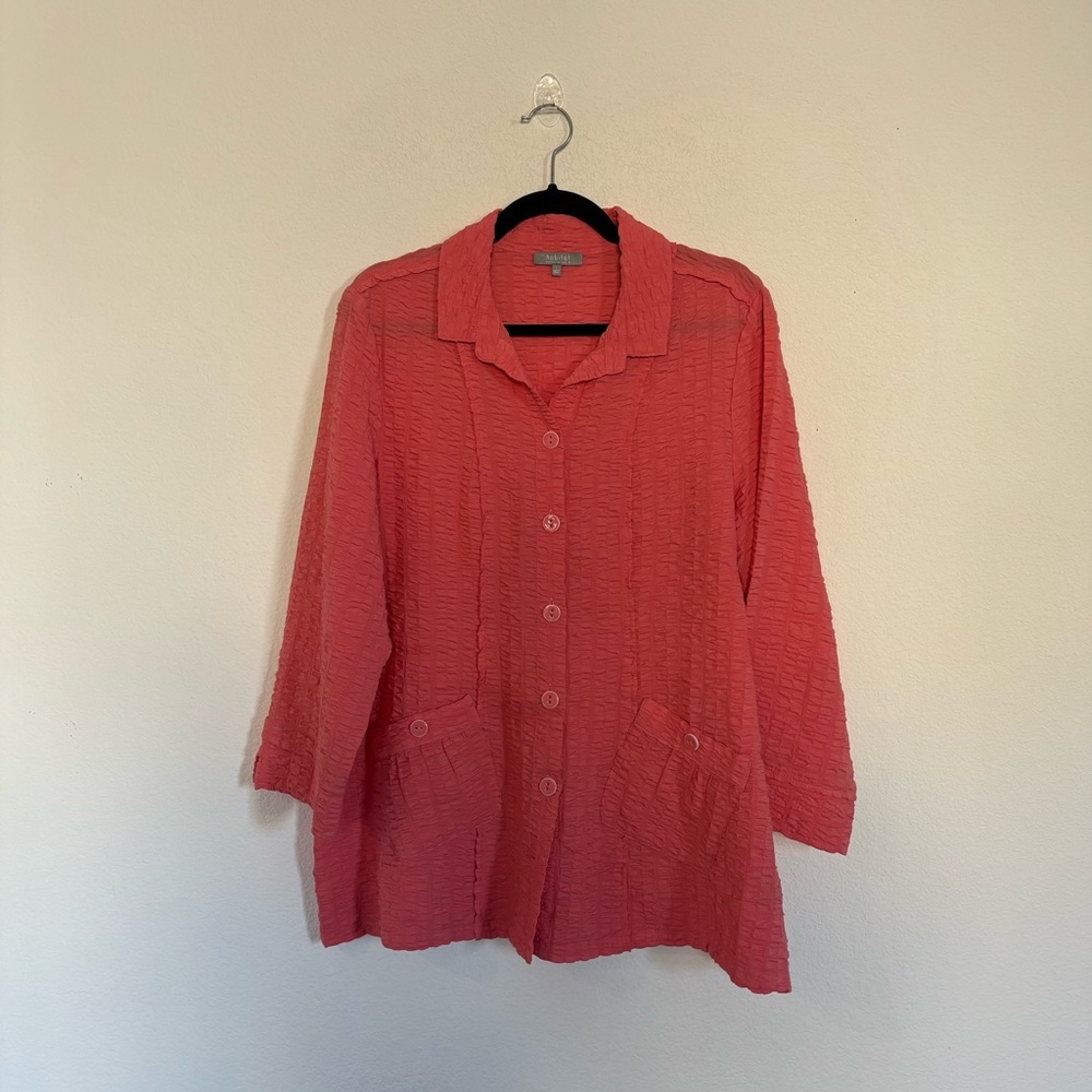 Habitat Pleat Pocket Pucker Shirt Melon - Picture 2 of 7